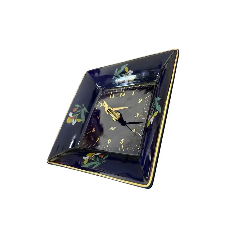 China Specialties Blue Blossom Square Wall Clock Fiesta, Hall Vintage Floral